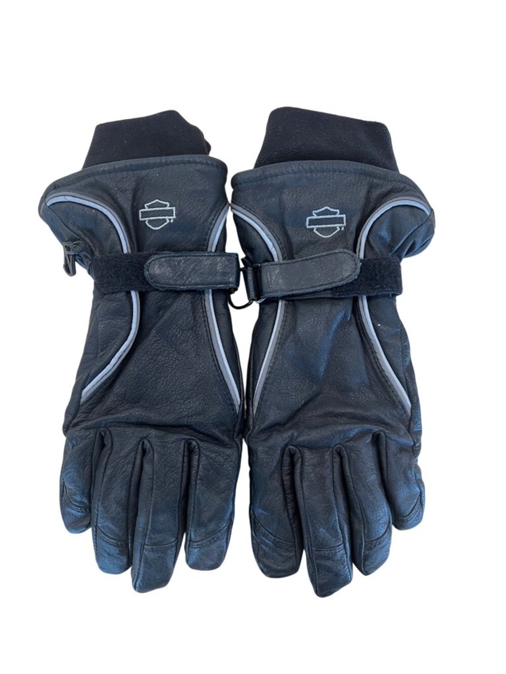 Harley Davidson Full Finger Men's Black Leather Riding Gloves Strap Size M
